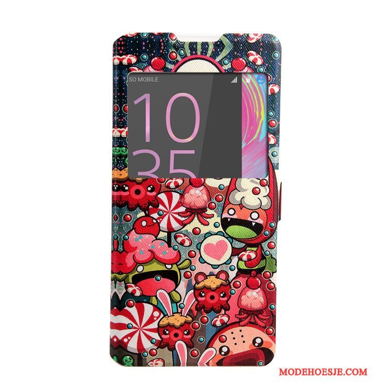 Hoesje Sony Xperia Xa Ultra Leer Roze Windows, Hoes Sony Xperia Xa Ultra Geschilderd