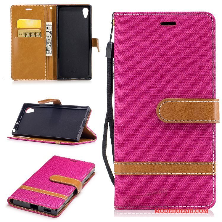 Hoesje Sony Xperia Xa1 Bescherming Purper Kaart, Hoes Sony Xperia Xa1 Folio Telefoon