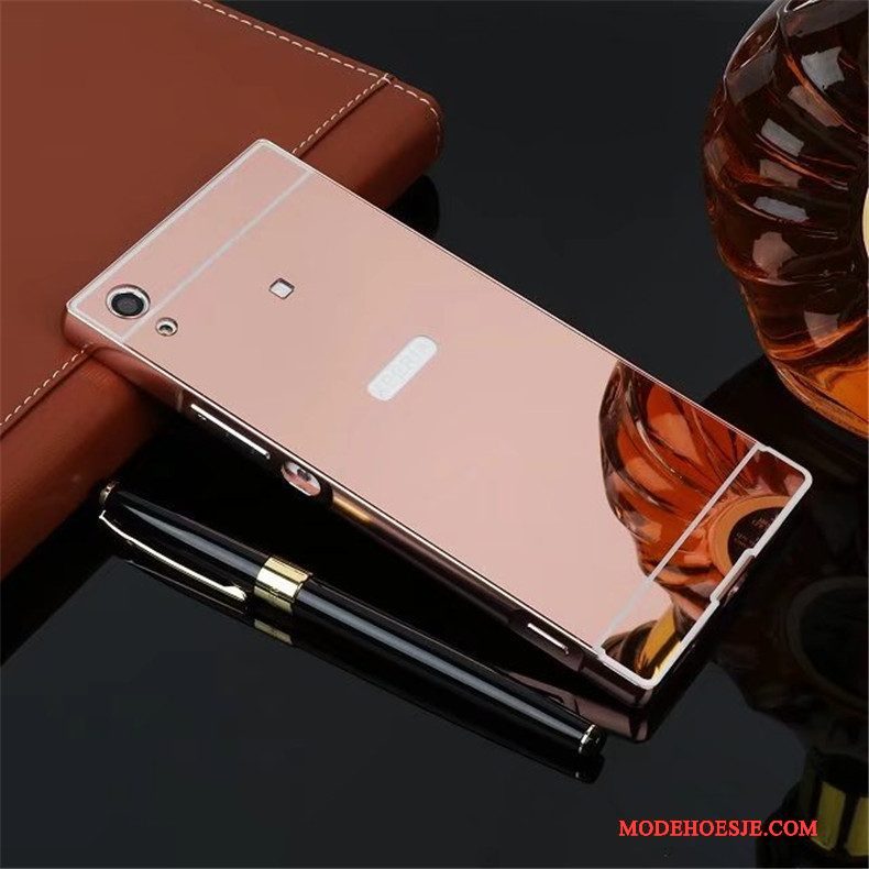 Hoesje Sony Xperia Xa1 Bescherming Rozetelefoon, Hoes Sony Xperia Xa1 Spiegel Omlijsting