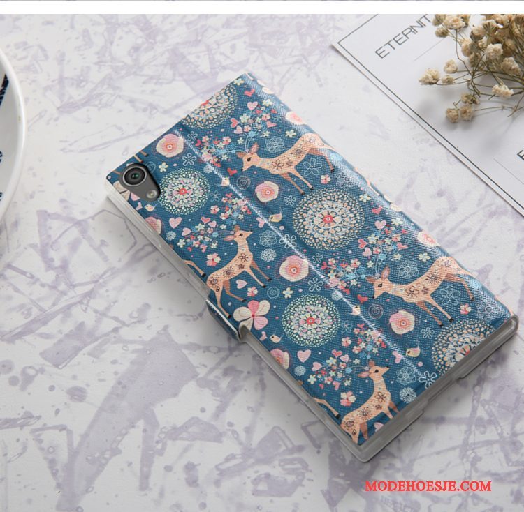 Hoesje Sony Xperia Xa1 Folio Telefoon Trend, Hoes Sony Xperia Xa1 Zacht Blauw