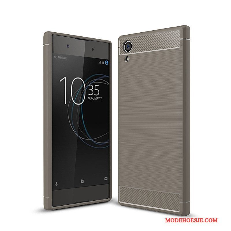 Hoesje Sony Xperia Xa1 Plus Bescherming Rood Fiber, Hoes Sony Xperia Xa1 Plus Zacht Telefoon