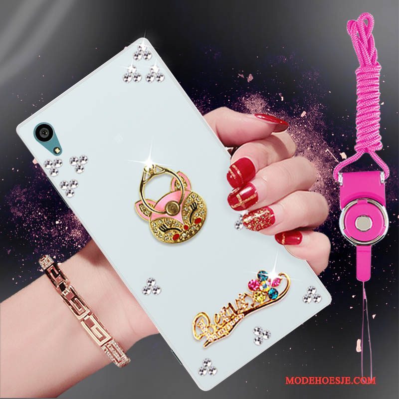 Hoesje Sony Xperia Xa1 Plus Strass Telefoon Hanger, Hoes Sony Xperia Xa1 Plus Zacht Trend Wit