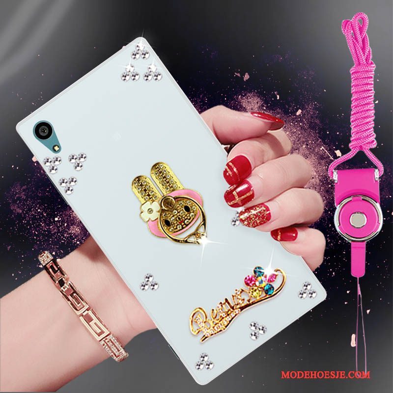 Hoesje Sony Xperia Xa1 Plus Strass Telefoon Hanger, Hoes Sony Xperia Xa1 Plus Zacht Trend Wit