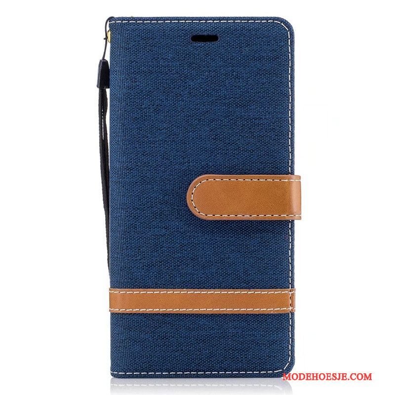 Hoesje Sony Xperia Xa1 Portemonnee Denim Purper, Hoes Sony Xperia Xa1 Folio