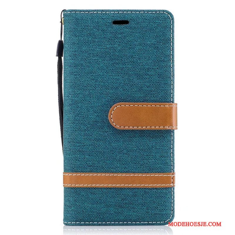 Hoesje Sony Xperia Xa1 Portemonnee Denim Purper, Hoes Sony Xperia Xa1 Folio