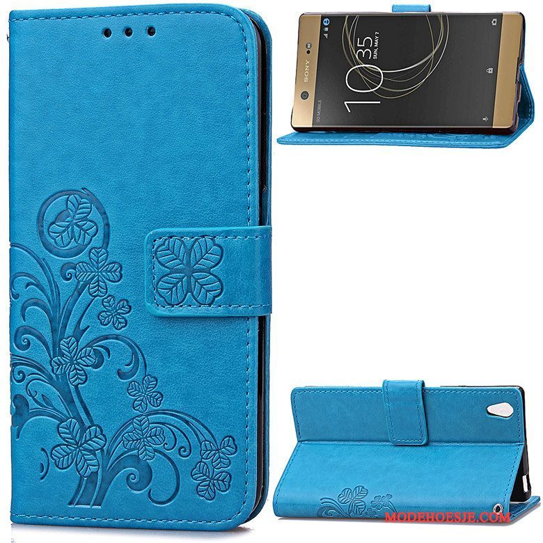 Hoesje Sony Xperia Xa1 Ultra Folio Telefoon Hanger, Hoes Sony Xperia Xa1 Ultra Spotprent Donkerblauw Anti-fall