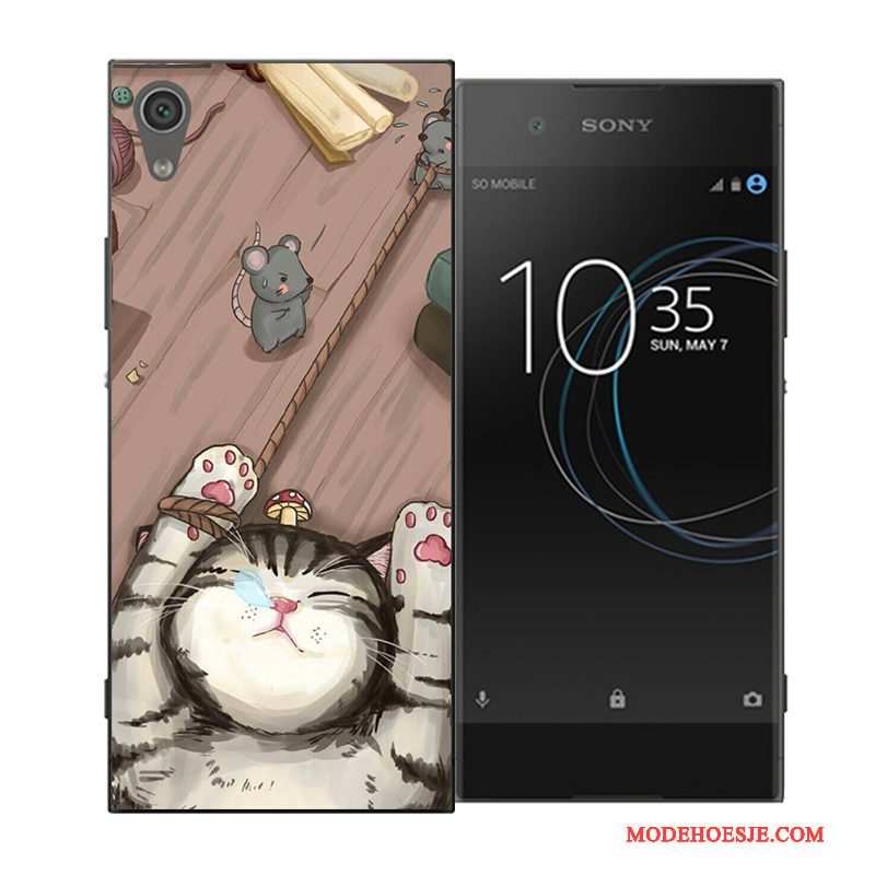 Hoesje Sony Xperia Xa1 Ultra Spotprent Hard Persoonlijk, Hoes Sony Xperia Xa1 Ultra Bescherming Telefoon Donkerblauw