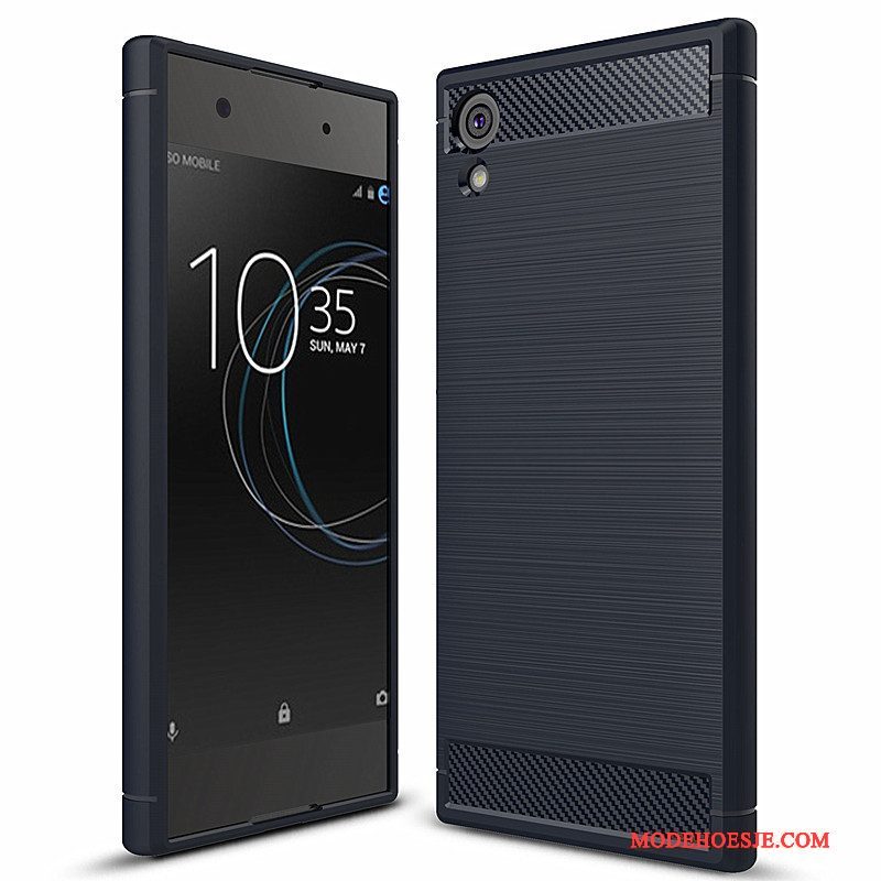 Hoesje Sony Xperia Xa1 Zacht Fibertelefoon, Hoes Sony Xperia Xa1 Zakken Rood