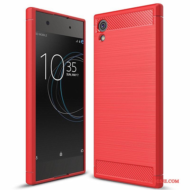 Hoesje Sony Xperia Xa1 Zacht Fibertelefoon, Hoes Sony Xperia Xa1 Zakken Rood