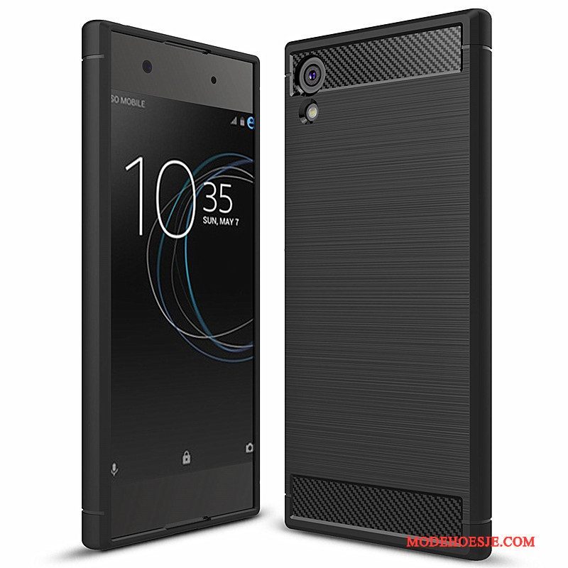 Hoesje Sony Xperia Xa1 Zacht Fibertelefoon, Hoes Sony Xperia Xa1 Zakken Rood