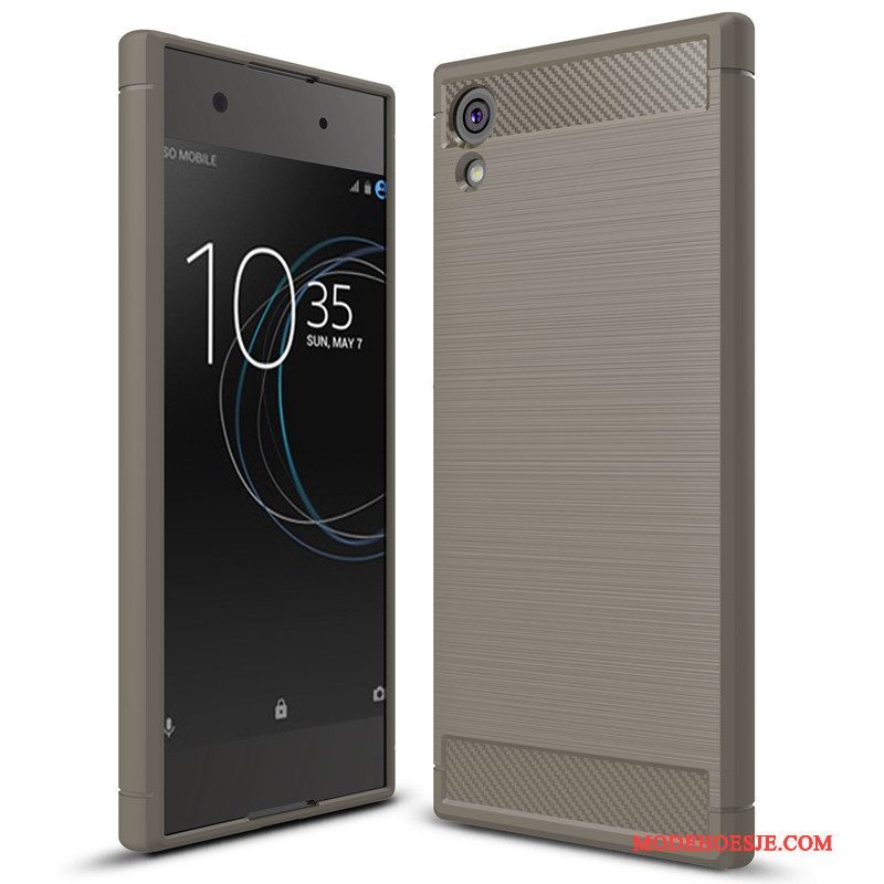 Hoesje Sony Xperia Xa1 Zacht Fibertelefoon, Hoes Sony Xperia Xa1 Zakken Rood