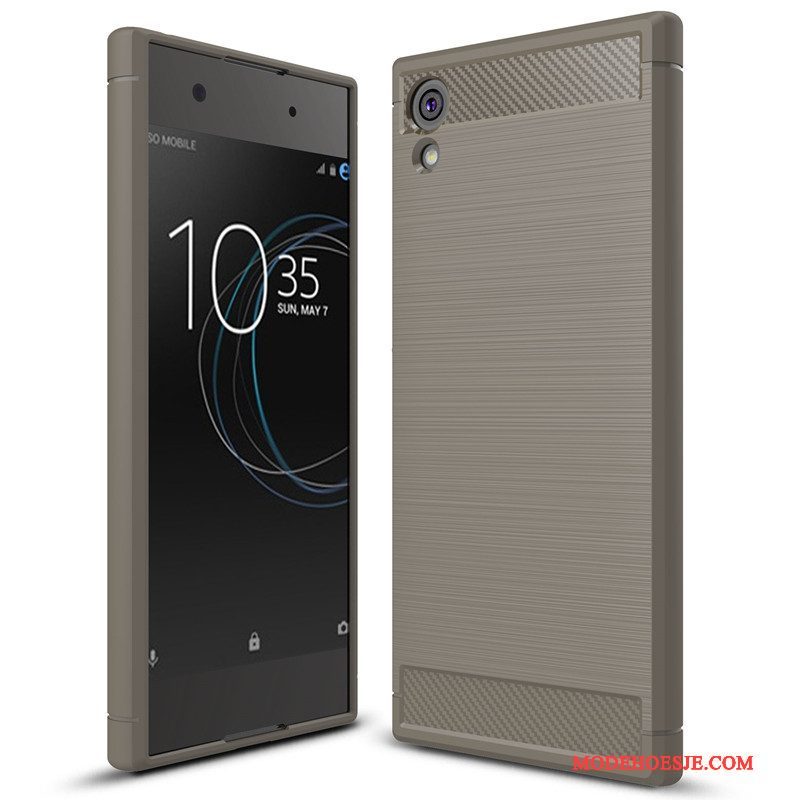 Hoesje Sony Xperia Xa1 Zacht Fibertelefoon, Hoes Sony Xperia Xa1 Zakken Rood