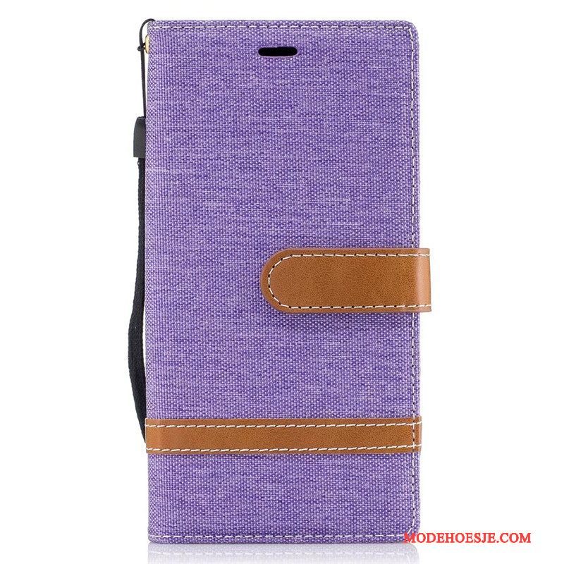 Hoesje Sony Xperia Xz Portemonnee Denim Purper, Hoes Sony Xperia Xz Folio