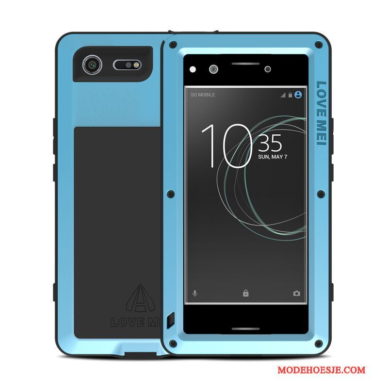 Hoesje Sony Xperia Xz Premium Bescherming Drie Verdedigingen Blauw, Hoes Sony Xperia Xz Premium Zacht Telefoon Anti-fall