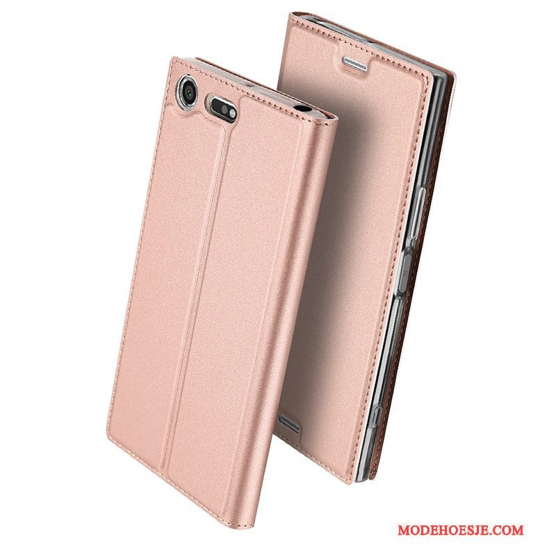 Hoesje Sony Xperia Xz Premium Folio Bedrijf Lichte En Dun, Hoes Sony Xperia Xz Premium Leer Roze