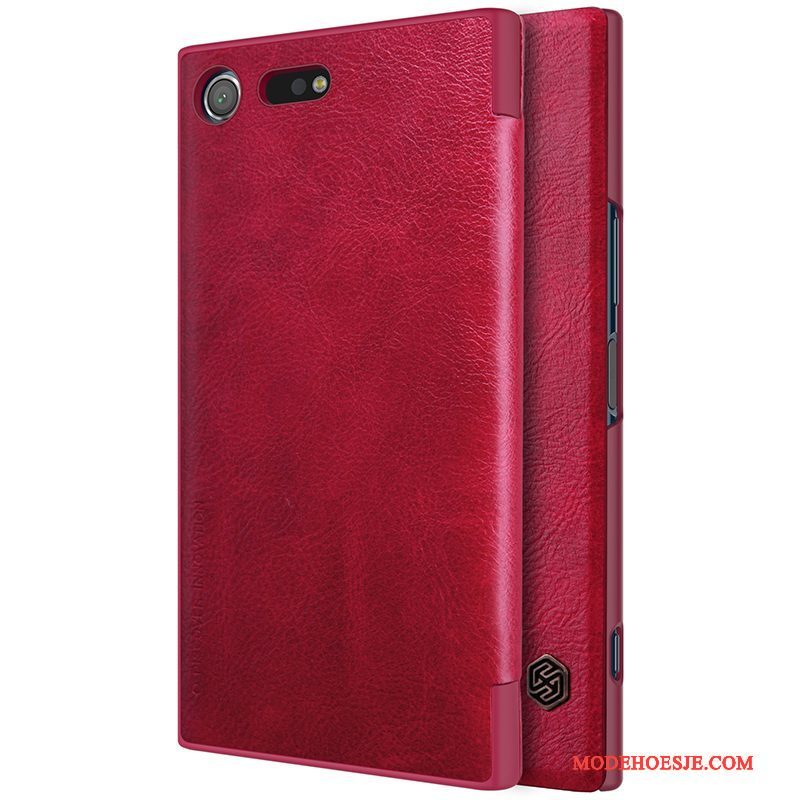 Hoesje Sony Xperia Xz Premium Folio Wit Anti-fall, Hoes Sony Xperia Xz Premium Leer Goudtelefoon