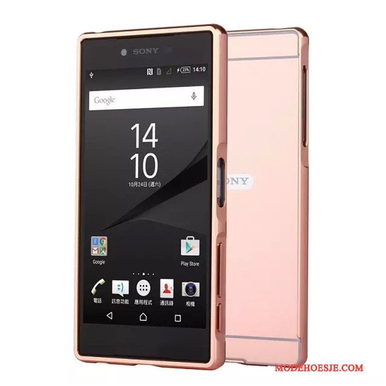 Hoesje Sony Xperia Xz Premium Zakken Telefoon Roze, Hoes Sony Xperia Xz Premium Metaal Anti-fall Omlijsting