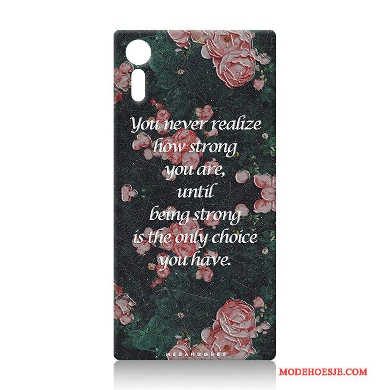 Hoesje Sony Xperia Xz Reliëf Telefoon Hard, Hoes Sony Xperia Xz Spotprent Purper Anti-fall