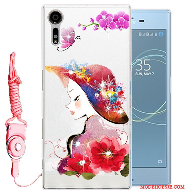 Hoesje Sony Xperia Xz Strass Telefoon Goud, Hoes Sony Xperia Xz Zacht