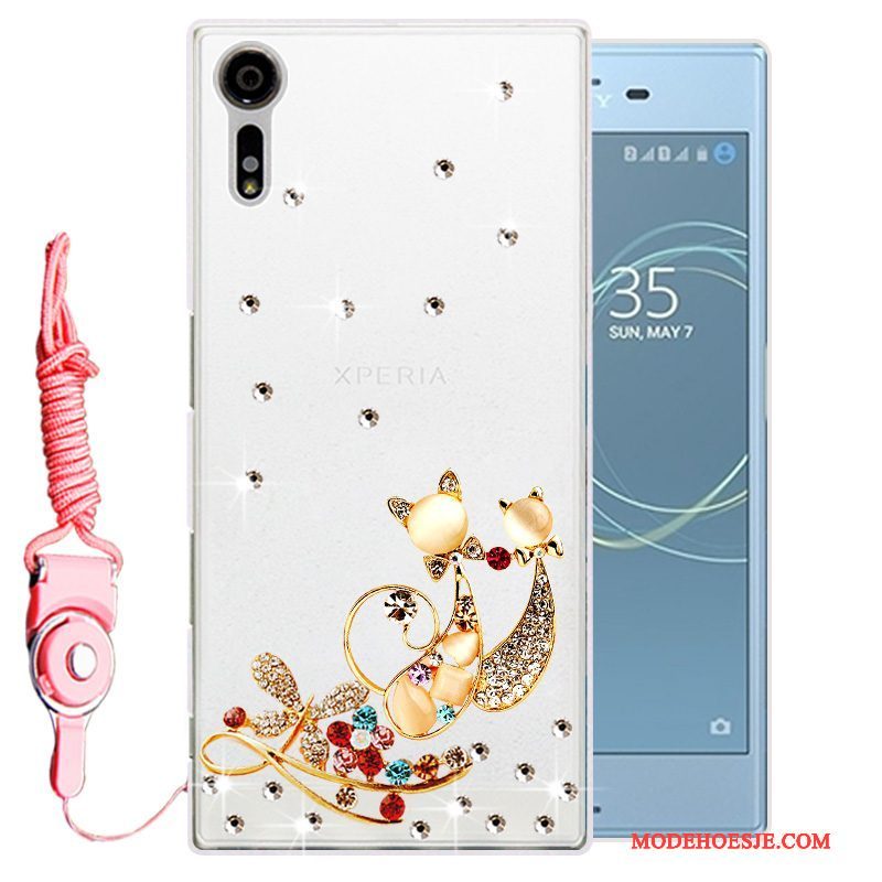 Hoesje Sony Xperia Xz Strass Telefoon Goud, Hoes Sony Xperia Xz Zacht