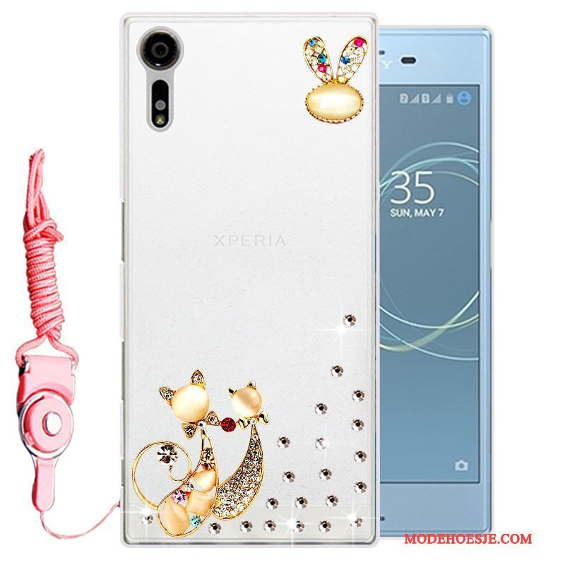 Hoesje Sony Xperia Xz Strass Telefoon Goud, Hoes Sony Xperia Xz Zacht