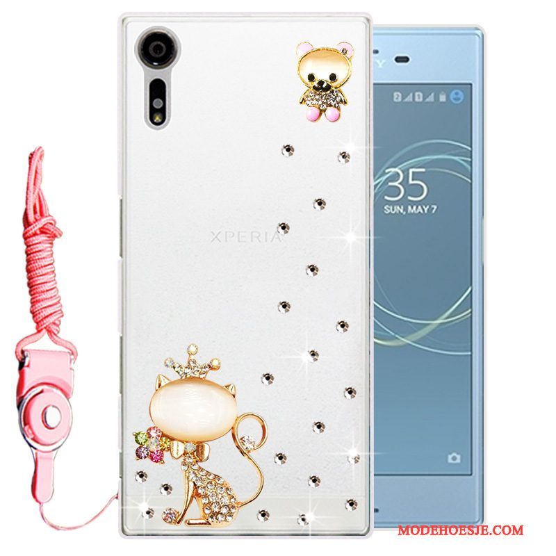 Hoesje Sony Xperia Xz Strass Telefoon Goud, Hoes Sony Xperia Xz Zacht