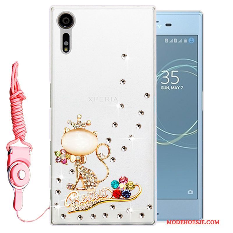 Hoesje Sony Xperia Xz Strass Telefoon Goud, Hoes Sony Xperia Xz Zacht