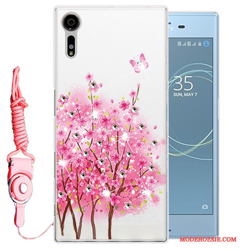 Hoesje Sony Xperia Xz Strass Telefoon Goud, Hoes Sony Xperia Xz Zacht