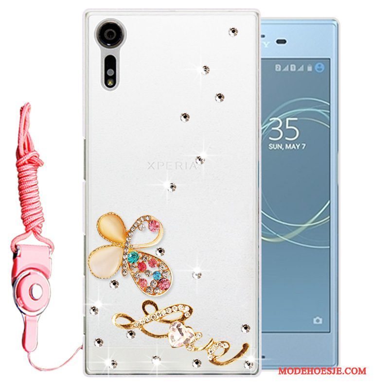 Hoesje Sony Xperia Xz Strass Telefoon Goud, Hoes Sony Xperia Xz Zacht