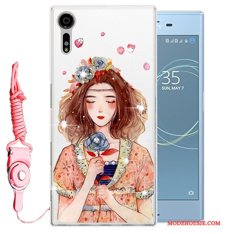 Hoesje Sony Xperia Xz Strass Telefoon Goud, Hoes Sony Xperia Xz Zacht