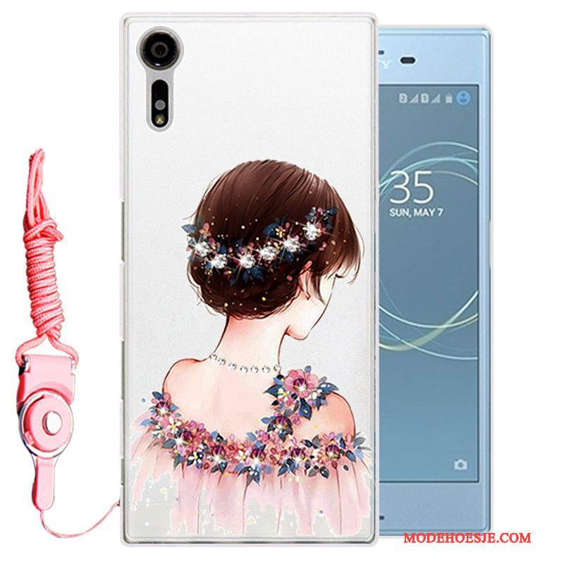 Hoesje Sony Xperia Xz Strass Telefoon Goud, Hoes Sony Xperia Xz Zacht