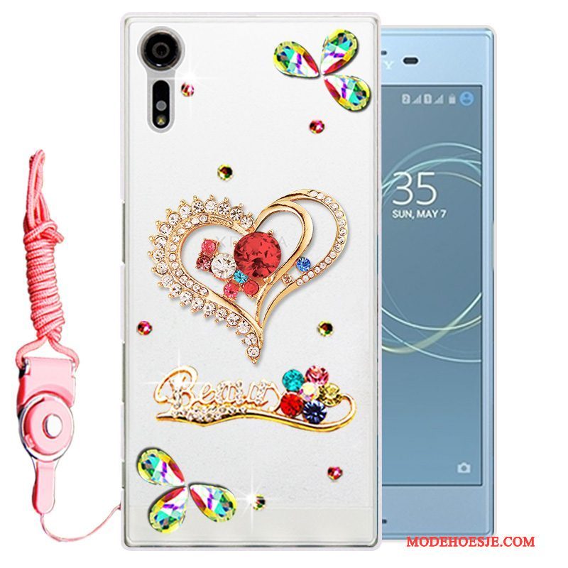 Hoesje Sony Xperia Xz Strass Telefoon Goud, Hoes Sony Xperia Xz Zacht