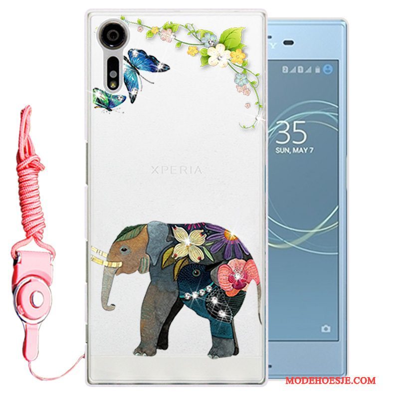 Hoesje Sony Xperia Xz Strass Telefoon Goud, Hoes Sony Xperia Xz Zacht