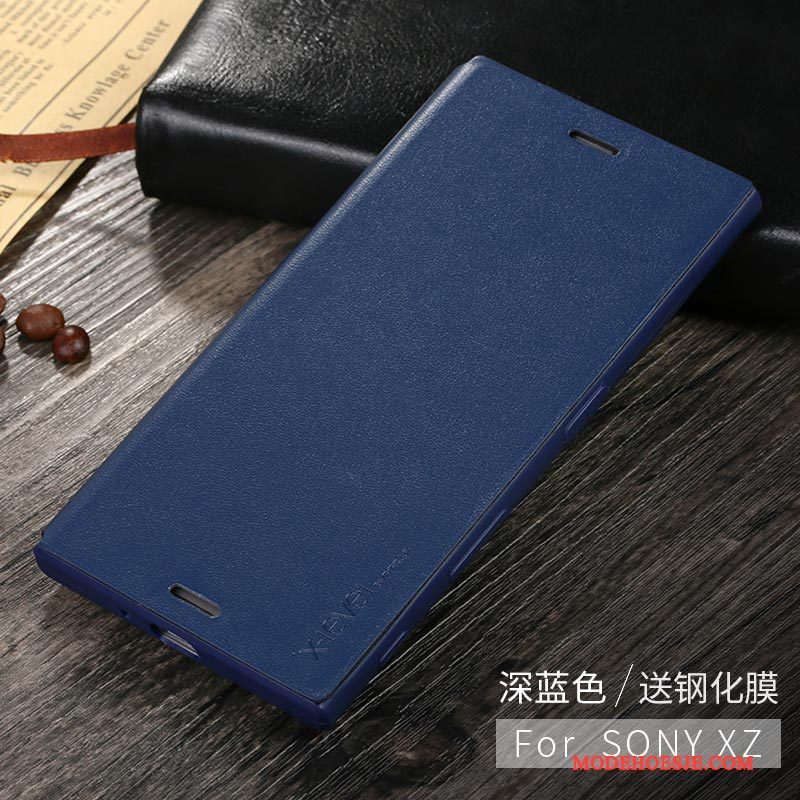 Hoesje Sony Xperia Xz Zacht Anti-fall Blauw, Hoes Sony Xperia Xz Leer Duntelefoon