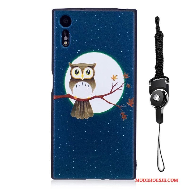 Hoesje Sony Xperia Xz Zacht Groen Trend, Hoes Sony Xperia Xz Reliëf Hanger Schrobben