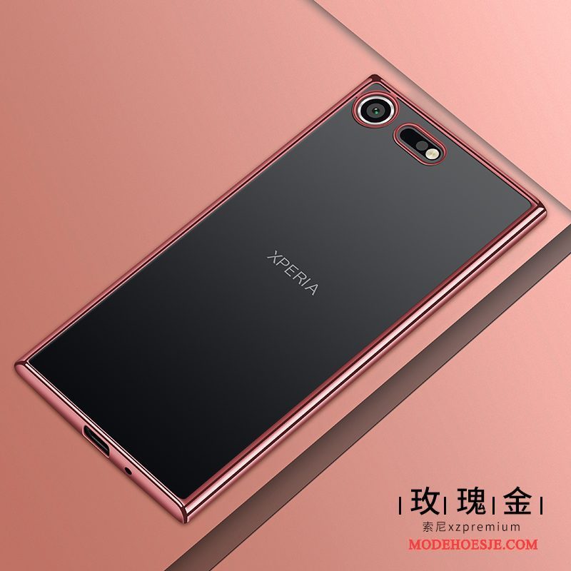 Hoesje Sony Xperia Xz1 Compact Bescherming Roze Doorzichtig, Hoes Sony Xperia Xz1 Compact Zacht Telefoon