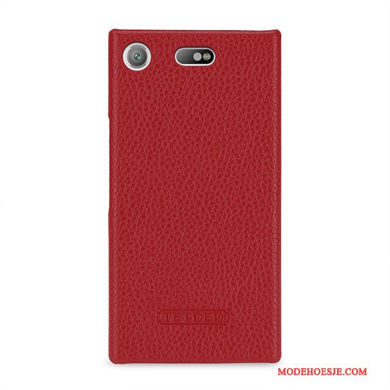 Hoesje Sony Xperia Xz1 Compact Leer Groen Antislip, Hoes Sony Xperia Xz1 Compact Bescherming Diepe Kleur Anti-fall