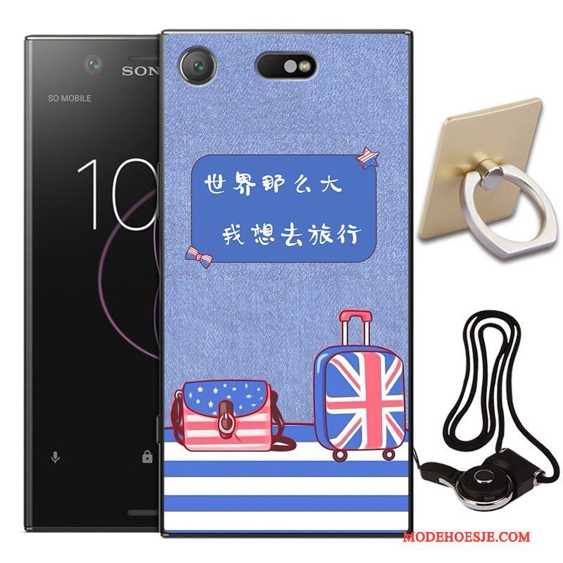 Hoesje Sony Xperia Xz1 Compact Zakken Anti-fall Blauw, Hoes Sony Xperia Xz1 Compact Bescherming Telefoon