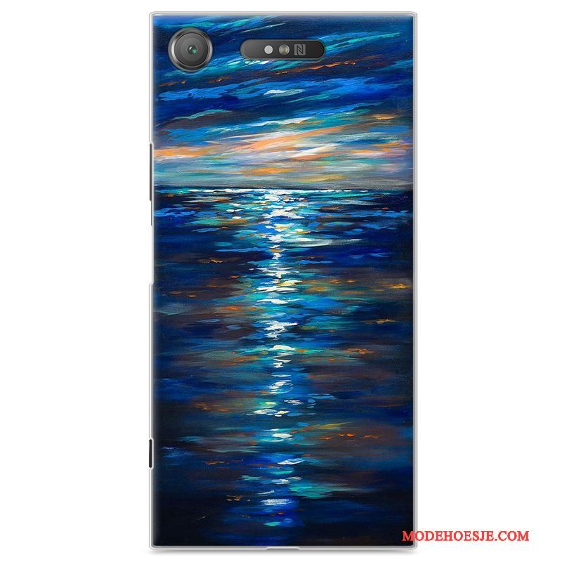 Hoesje Sony Xperia Xz1 Spotprent Blauw Hard, Hoes Sony Xperia Xz1 Bescherming Telefoon