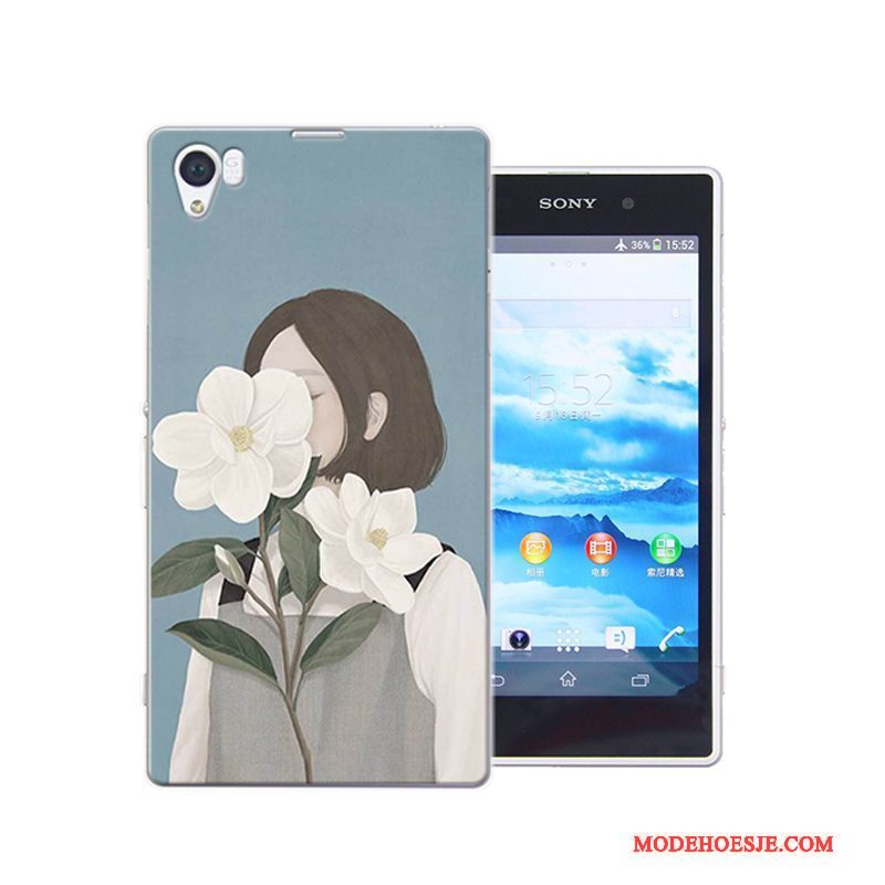 Hoesje Sony Xperia Z1 Geschilderd Hard Roze, Hoes Sony Xperia Z1 Bescherming Anti-falltelefoon