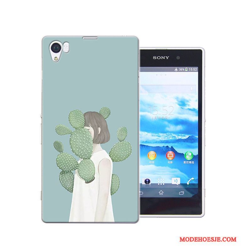 Hoesje Sony Xperia Z1 Geschilderd Hard Roze, Hoes Sony Xperia Z1 Bescherming Anti-falltelefoon