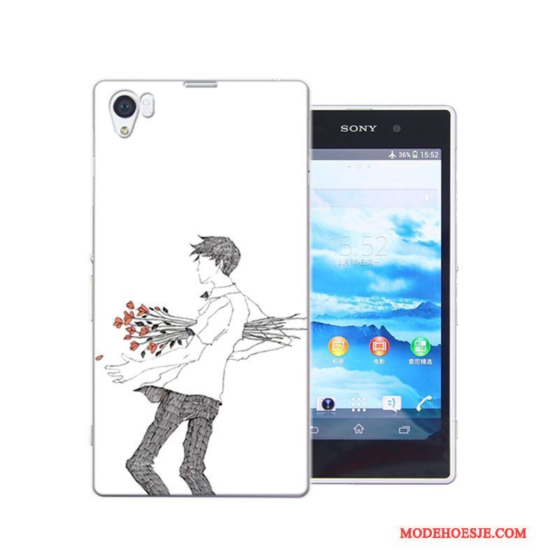 Hoesje Sony Xperia Z1 Geschilderd Hard Roze, Hoes Sony Xperia Z1 Bescherming Anti-falltelefoon