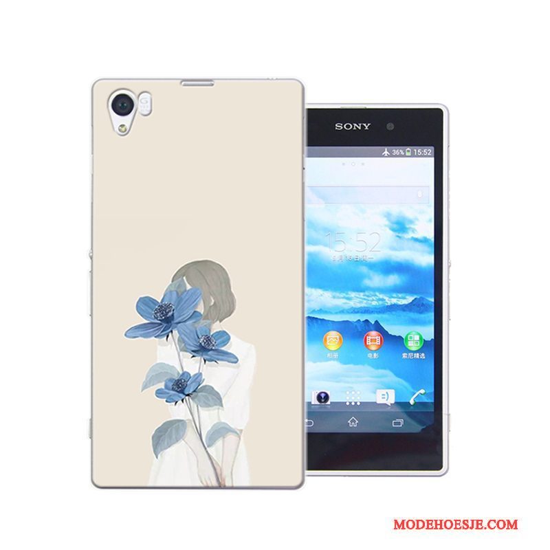 Hoesje Sony Xperia Z1 Geschilderd Hard Roze, Hoes Sony Xperia Z1 Bescherming Anti-falltelefoon