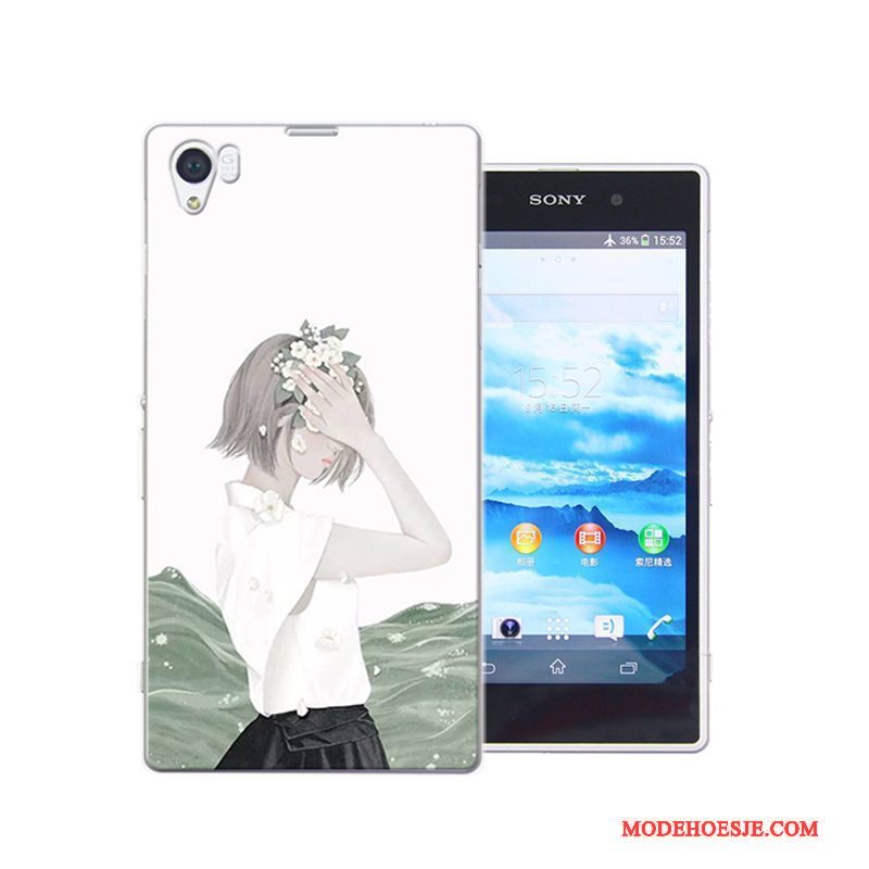 Hoesje Sony Xperia Z1 Geschilderd Hard Roze, Hoes Sony Xperia Z1 Bescherming Anti-falltelefoon