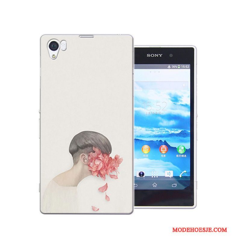 Hoesje Sony Xperia Z1 Geschilderd Hard Roze, Hoes Sony Xperia Z1 Bescherming Anti-falltelefoon