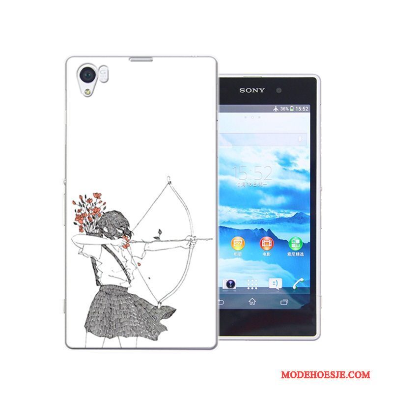 Hoesje Sony Xperia Z1 Geschilderd Hard Roze, Hoes Sony Xperia Z1 Bescherming Anti-falltelefoon