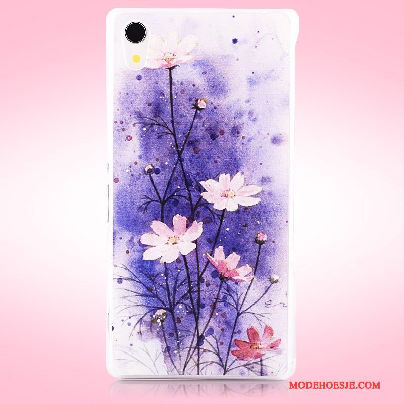 Hoesje Sony Xperia Z2 Geschilderd Telefoon Hard, Hoes Sony Xperia Z2 Bescherming Purper Schrobben