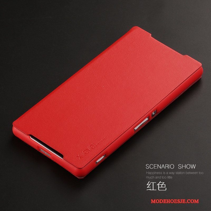 Hoesje Sony Xperia Z2 Leer Anti-fall Dun, Hoes Sony Xperia Z2 Zakken Groentelefoon