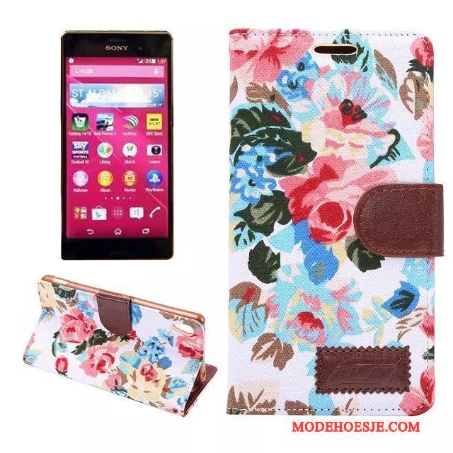 Hoesje Sony Xperia Z3+ Leer Rozetelefoon, Hoes Sony Xperia Z3+ Bescherming