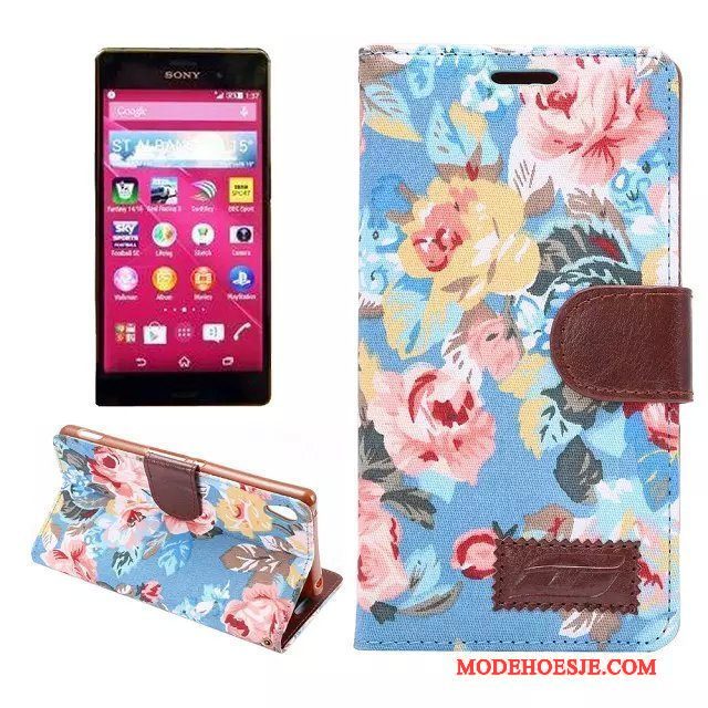 Hoesje Sony Xperia Z3+ Leer Rozetelefoon, Hoes Sony Xperia Z3+ Bescherming